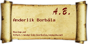 Anderlik Borbála névjegykártya